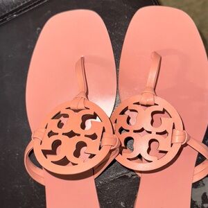 Tory Burch Pink Miller Sandals with Iconic Logo